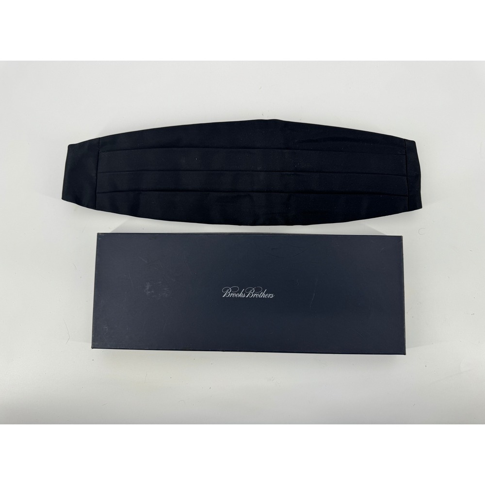 Brooks Brothers Silk Cummerbund Mens S-M Black Pleated Tuxedo Accessory